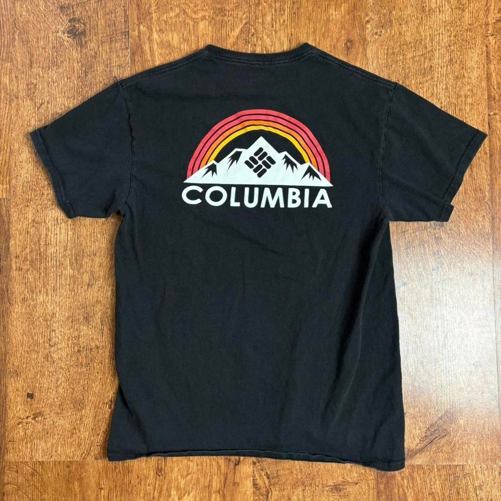 Columbia Mens Faded Black Rainbow Mountain Graphic T-Shirt Size M Gorpcore